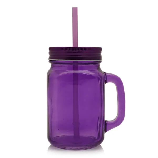 15 oz Colorful Handle Mason Jars with Straw - 15 oz Colorful Handle Mason Jars with Straw - Image 2 of 4