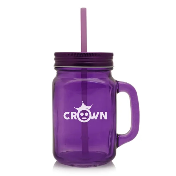 15 oz Colorful Handle Mason Jars with Straw - 15 oz Colorful Handle Mason Jars with Straw - Image 4 of 4