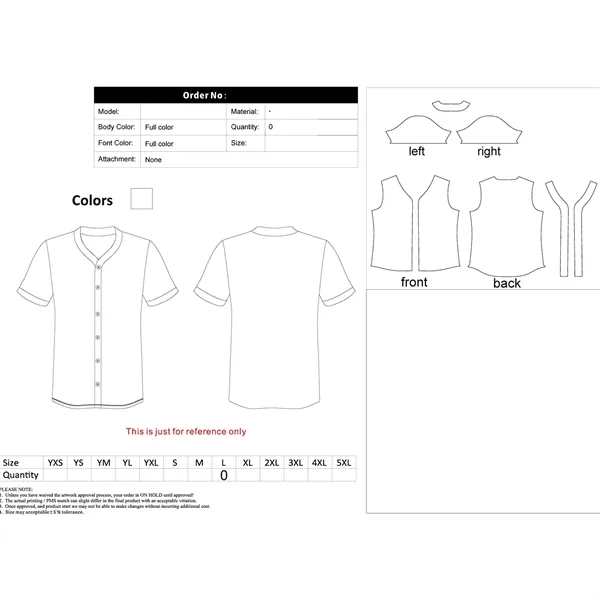 Women's Sublimation Full-Button Baseball Jersey - 150G - Women's Sublimation Full-Button Baseball Jersey - 150G - Image 2 of 3