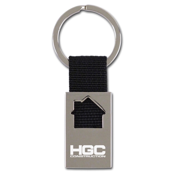 House Shape Keychain - Alloy With Fabric Strap - House Shape Keychain - Alloy With Fabric Strap - Image 0 of 0