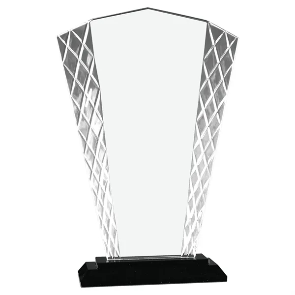 9 1/2" Blue Fan Accent Glass on Black Base - 9 1/2" Blue Fan Accent Glass on Black Base - Image 1 of 3