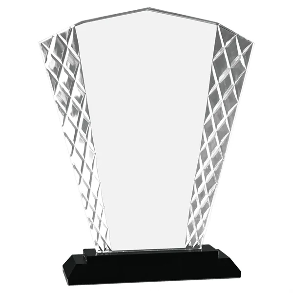8" Blue Fan Accent Glass on Black Base - 8" Blue Fan Accent Glass on Black Base - Image 1 of 3