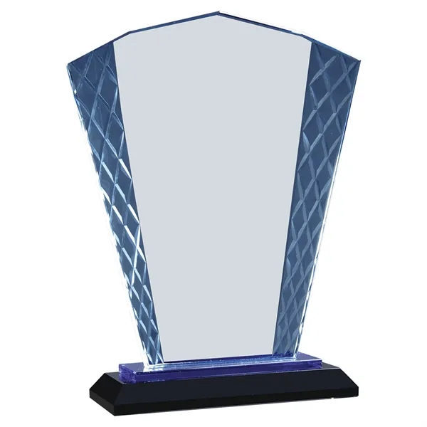 8" Blue Fan Accent Glass on Black Base - 8" Blue Fan Accent Glass on Black Base - Image 3 of 3
