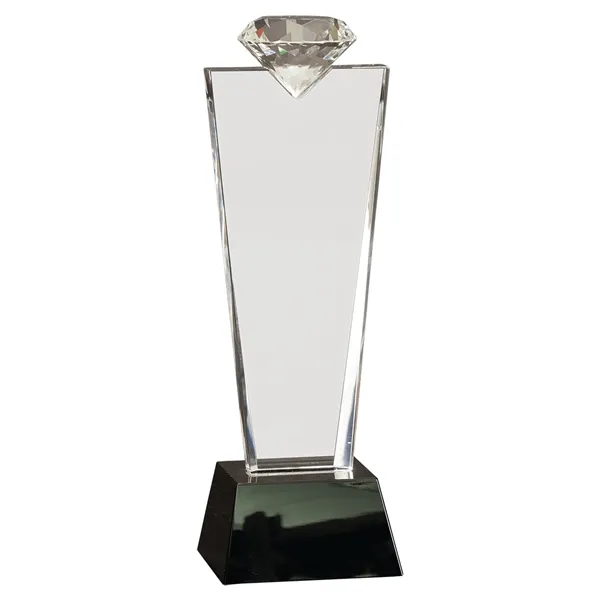 11" Crystal Diamond Top Award on Black Pedestal Base - 11" Crystal Diamond Top Award on Black Pedestal Base - Image 1 of 1