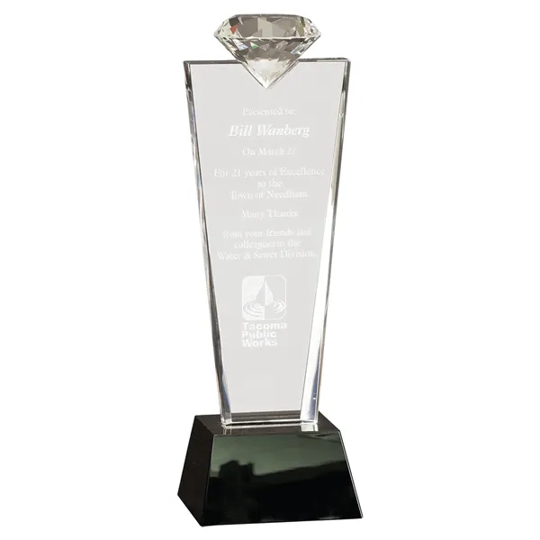 11" Crystal Diamond Top Award on Black Pedestal Base - 11" Crystal Diamond Top Award on Black Pedestal Base - Image 0 of 1