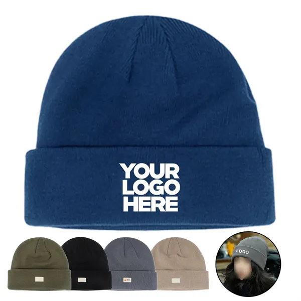 Knitted Hat With Blank Logo Can Be Embroidered - Knitted Hat With Blank Logo Can Be Embroidered - Image 0 of 5