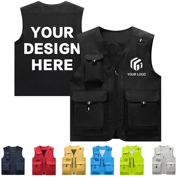 Custom outdoor teamwork fishing mens vest with multi pockets - Custom outdoor teamwork fishing mens vest with multi pockets - Image 0 of 4