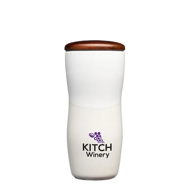 Tarrazu 12 oz. Double Wall Ceramic Tumbler w/ Wood Lid - Tarrazu 12 oz. Double Wall Ceramic Tumbler w/ Wood Lid - Image 1 of 14