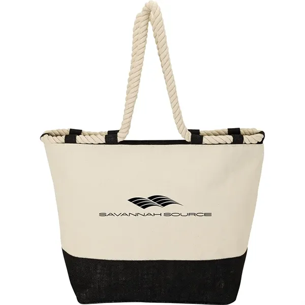 Barcelona Canvas & Jute Tote - Barcelona Canvas & Jute Tote - Image 0 of 2