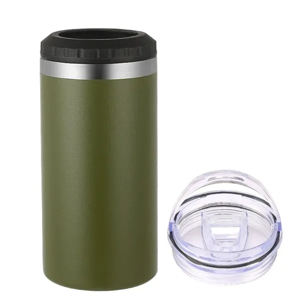 16oz  Insulated Stainless Steel  Slim Can Cooler with 2 lids - 16oz  Insulated Stainless Steel  Slim Can Cooler with 2 lids - Image 4 of 14