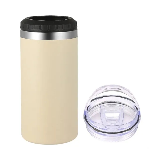 16oz  Insulated Stainless Steel  Slim Can Cooler with 2 lids - 16oz  Insulated Stainless Steel  Slim Can Cooler with 2 lids - Image 5 of 14