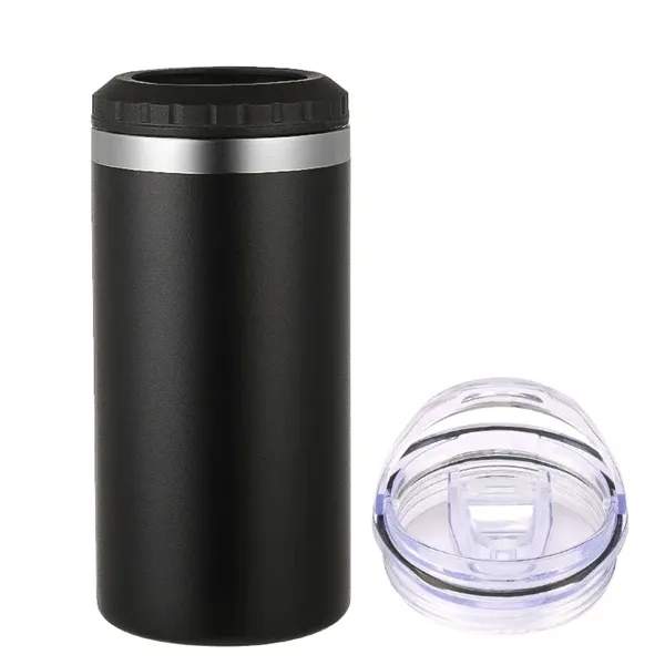 16oz  Insulated Stainless Steel  Slim Can Cooler with 2 lids - 16oz  Insulated Stainless Steel  Slim Can Cooler with 2 lids - Image 6 of 14