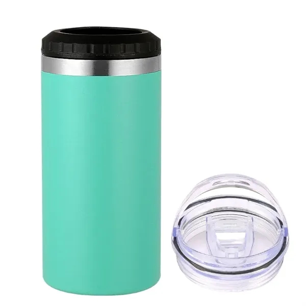 16oz  Insulated Stainless Steel  Slim Can Cooler with 2 lids - 16oz  Insulated Stainless Steel  Slim Can Cooler with 2 lids - Image 8 of 14