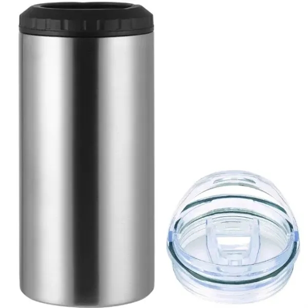16oz  Insulated Stainless Steel  Slim Can Cooler with 2 lids - 16oz  Insulated Stainless Steel  Slim Can Cooler with 2 lids - Image 9 of 14