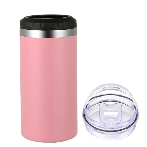 16oz  Insulated Stainless Steel  Slim Can Cooler with 2 lids - 16oz  Insulated Stainless Steel  Slim Can Cooler with 2 lids - Image 11 of 14