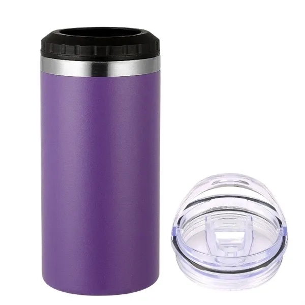 16oz  Insulated Stainless Steel  Slim Can Cooler with 2 lids - 16oz  Insulated Stainless Steel  Slim Can Cooler with 2 lids - Image 12 of 14