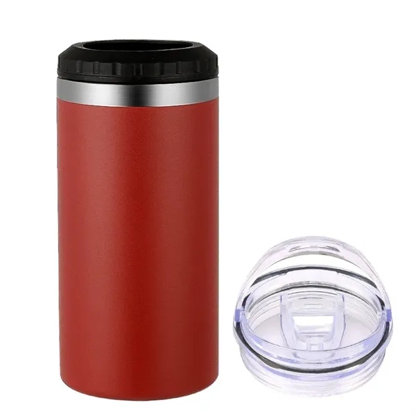 16oz  Insulated Stainless Steel  Slim Can Cooler with 2 lids - 16oz  Insulated Stainless Steel  Slim Can Cooler with 2 lids - Image 13 of 14