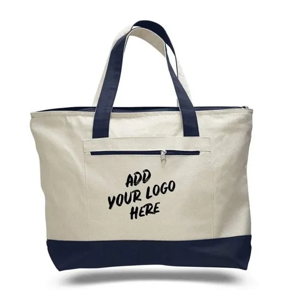 Zippered Heavy Cotton Canvas Boat Tote Bag - Zippered Heavy Cotton Canvas Boat Tote Bag - Image 1 of 5