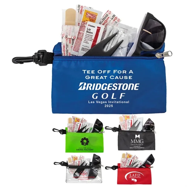 16 Piece Golf Kit in Supersized Zipper Pack Components inser