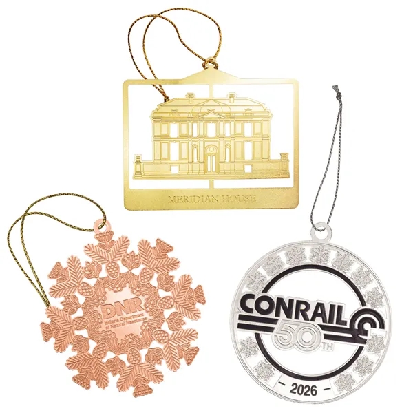 Custom Etched Brass Holiday Ornaments - Custom Etched Brass Holiday Ornaments - Image 0 of 6