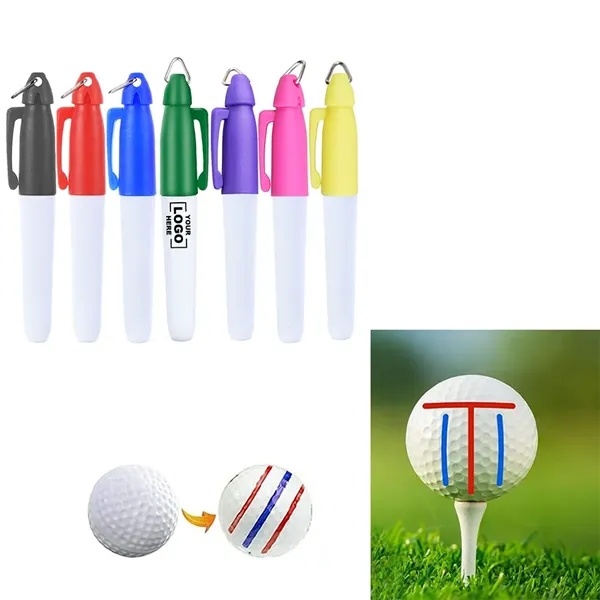 Golf Ball Line Marker Pen With Keychain Clip - Golf Ball Line Marker Pen With Keychain Clip - Image 0 of 3
