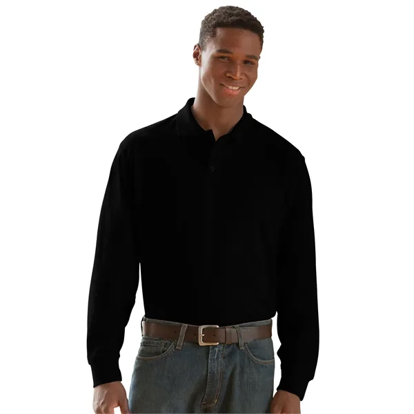 Long Sleeve Soft-Blend Double-Tuck Pique Polo - Long Sleeve Soft-Blend Double-Tuck Pique Polo - Image 0 of 34