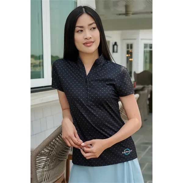 Women's Greg Norman Micro Pique Spinner Print Polo - Women's Greg Norman Micro Pique Spinner Print Polo - Image 0 of 4