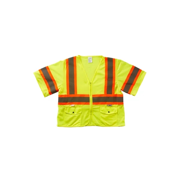 Xtreme Visibility DOT Class 3 Contrast Stripe Zip Vest - Xtreme Visibility DOT Class 3 Contrast Stripe Zip Vest - Image 0 of 2