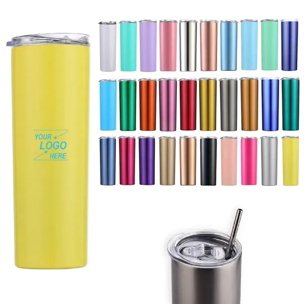 20 Oz. Skinny Tumbler with Lid & Straw - 20 Oz. Skinny Tumbler with Lid & Straw - Image 0 of 4
