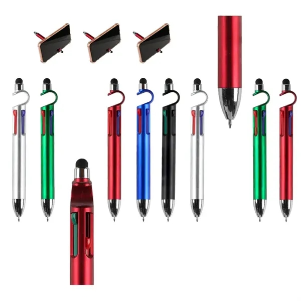 4-In-1 Stylus Ballpoint Pen With Phone Stand & Multi-Ink - 4-In-1 Stylus Ballpoint Pen With Phone Stand & Multi-Ink - Image 2 of 3