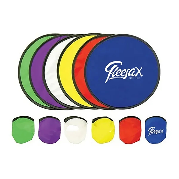 Polyester Folding Frisbee Fan With Pocket - Polyester Folding Frisbee Fan With Pocket - Image 0 of 4
