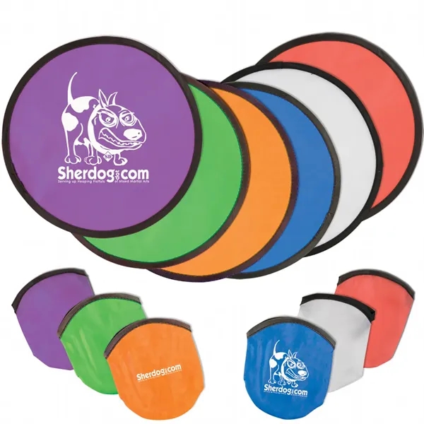 Polyester Folding Frisbee Fan With Pocket - Polyester Folding Frisbee Fan With Pocket - Image 1 of 4