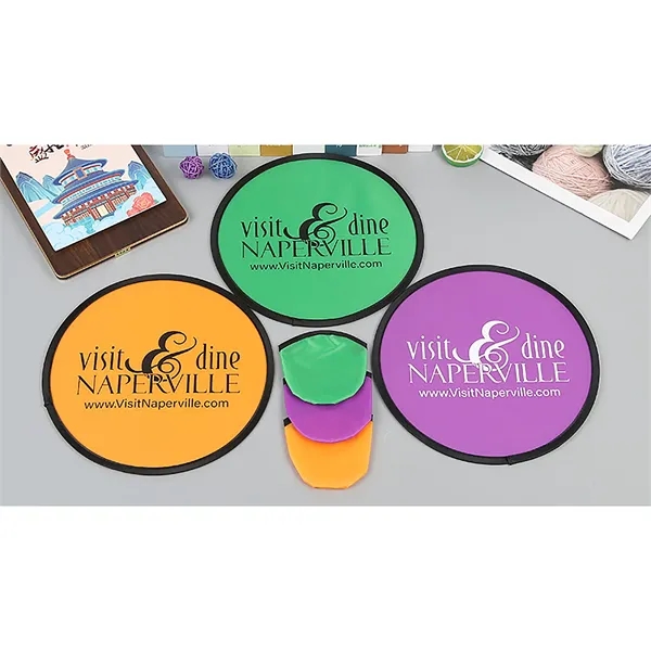 Polyester Folding Frisbee Fan With Pocket - Polyester Folding Frisbee Fan With Pocket - Image 2 of 4