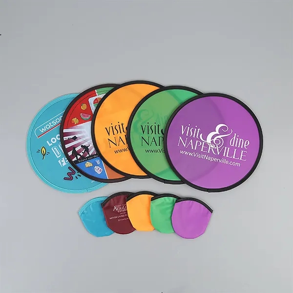 Polyester Folding Frisbee Fan With Pocket - Polyester Folding Frisbee Fan With Pocket - Image 3 of 4