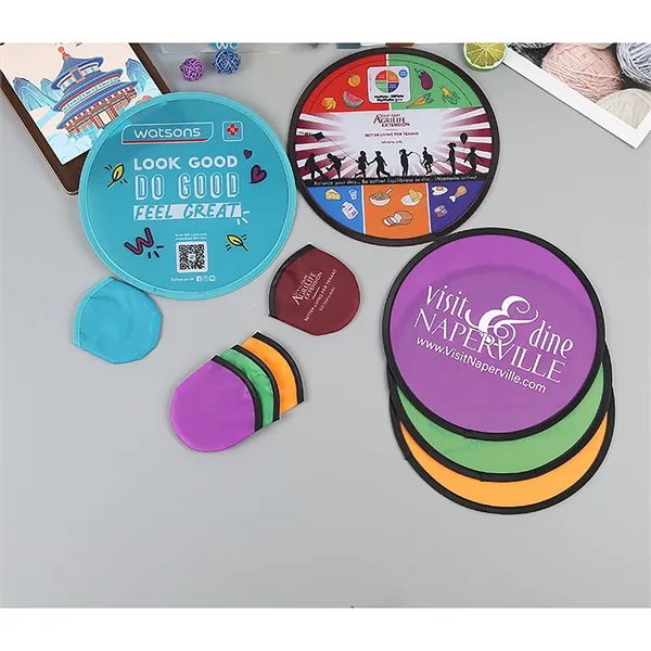 Polyester Folding Frisbee Fan With Pocket - Polyester Folding Frisbee Fan With Pocket - Image 4 of 4