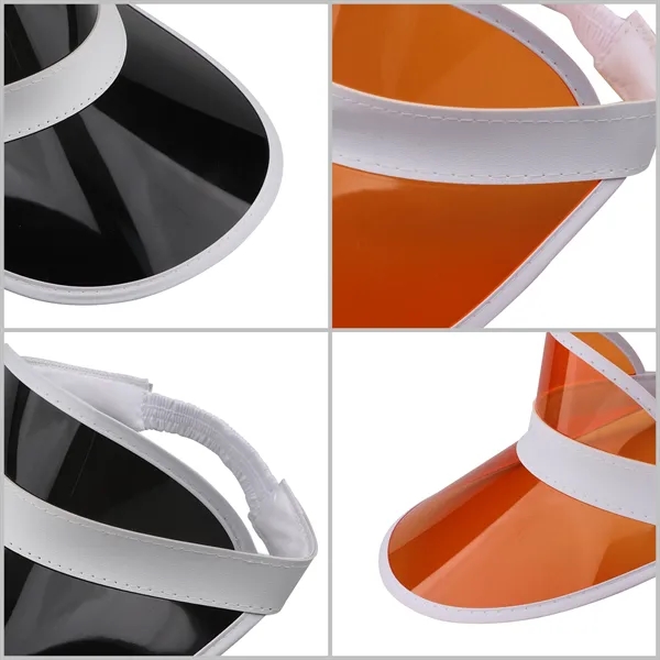 Custom Clear PVC Sun Visor Hats for Sports W/ Elastic Strap - Custom Clear PVC Sun Visor Hats for Sports W/ Elastic Strap - Image 2 of 3