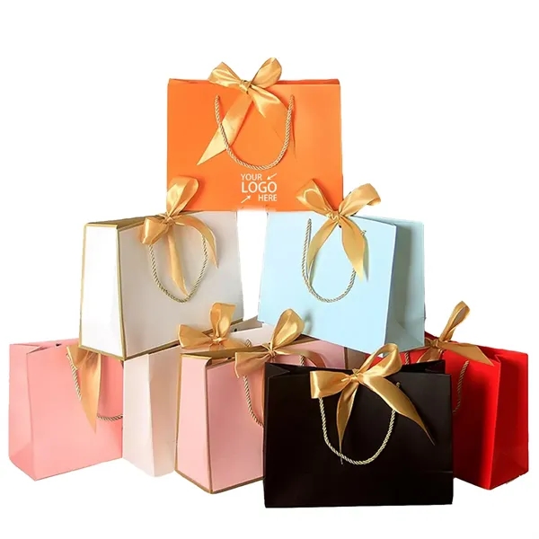 Luxury Customized Gift Paper Bags with Handle And Ribbon - Luxury Customized Gift Paper Bags with Handle And Ribbon - Image 0 of 7