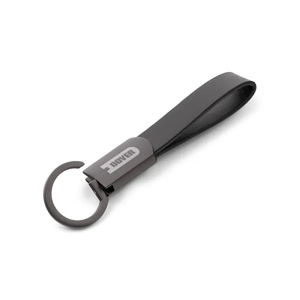Axis Gunmetal Leather Keyring - Axis Gunmetal Leather Keyring - Image 3 of 6