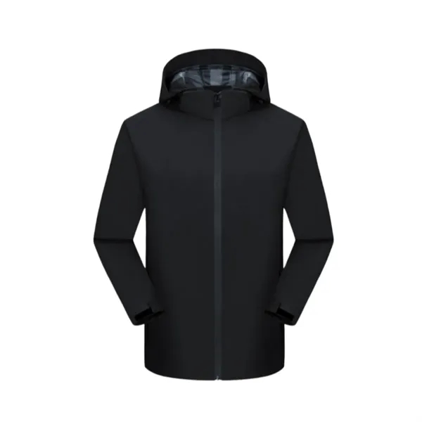 Unisex Waterproof Hooded Jacket Full Zip Windbreaker - Unisex Waterproof Hooded Jacket Full Zip Windbreaker - Image 4 of 9