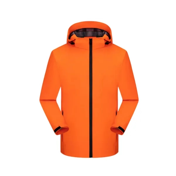 Unisex Waterproof Hooded Jacket Full Zip Windbreaker - Unisex Waterproof Hooded Jacket Full Zip Windbreaker - Image 5 of 9