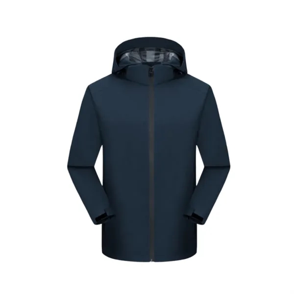 Unisex Waterproof Hooded Jacket Full Zip Windbreaker - Unisex Waterproof Hooded Jacket Full Zip Windbreaker - Image 6 of 9