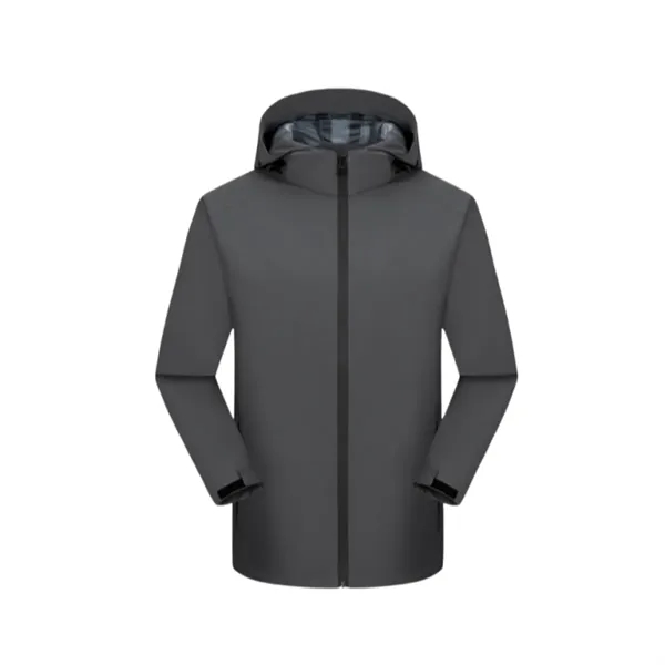 Unisex Waterproof Hooded Jacket Full Zip Windbreaker - Unisex Waterproof Hooded Jacket Full Zip Windbreaker - Image 7 of 9