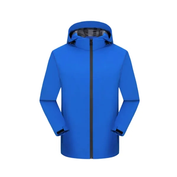 Unisex Waterproof Hooded Jacket Full Zip Windbreaker - Unisex Waterproof Hooded Jacket Full Zip Windbreaker - Image 9 of 9