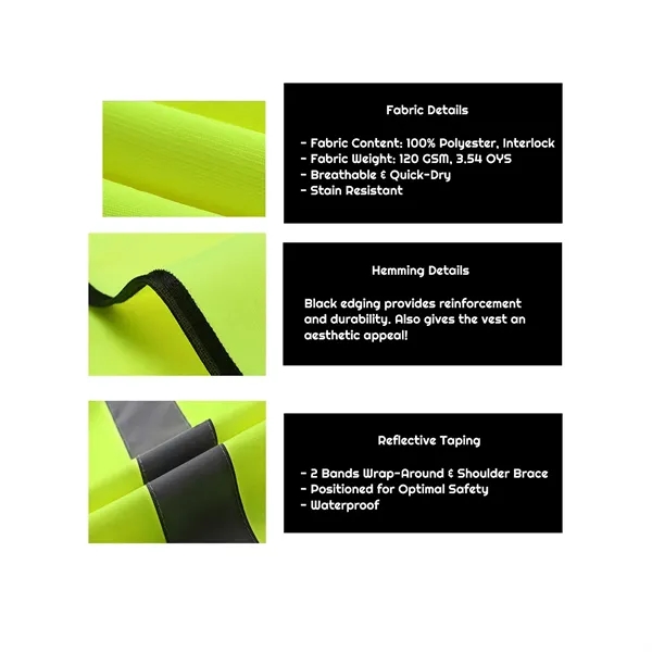 VISIPRO Unisex Hook & Loop Reflective Colorblock Safety Vest - VISIPRO Unisex Hook & Loop Reflective Colorblock Safety Vest - Image 4 of 8