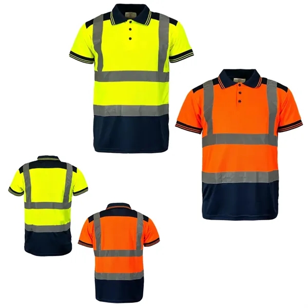 VISIPRO Short Sleeve Reflective Colorblock Safety Polo - - VISIPRO Short Sleeve Reflective Colorblock Safety Polo - - Image 2 of 6