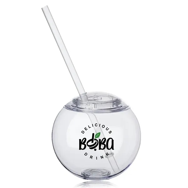 Moran 15 oz. Plastic Cocktail Ball with Straw - Moran 15 oz. Plastic Cocktail Ball with Straw - Image 0 of 2