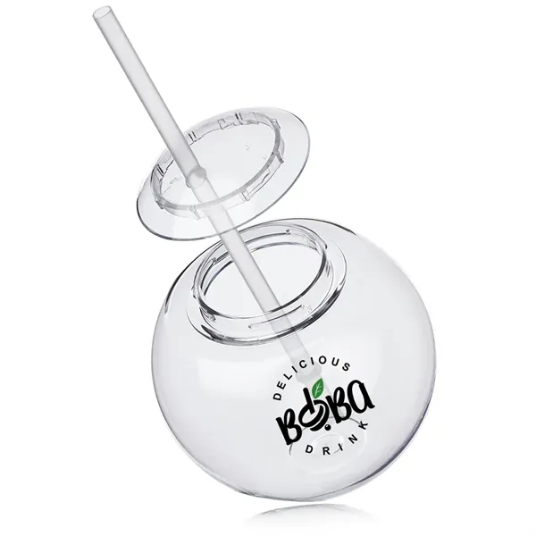 Moran 15 oz. Plastic Cocktail Ball with Straw - Moran 15 oz. Plastic Cocktail Ball with Straw - Image 1 of 2