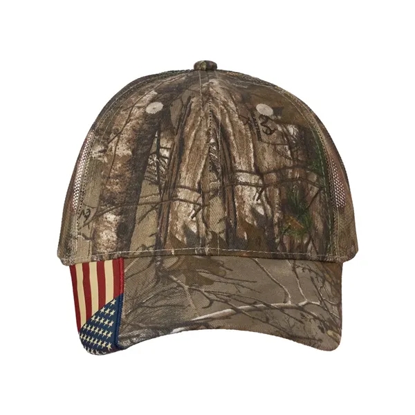 Custom Kati Camo Woven USA Flag Mesh Cap
