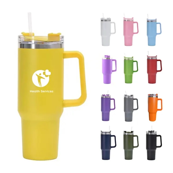 40Oz Custom Insulated Tumbler with Handle  Straw
