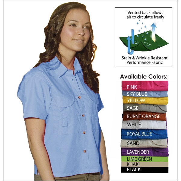 Ladies' Short Sleeve Fishing Shirt - Ladies' Short Sleeve Fishing Shirt - Image 9 of 11